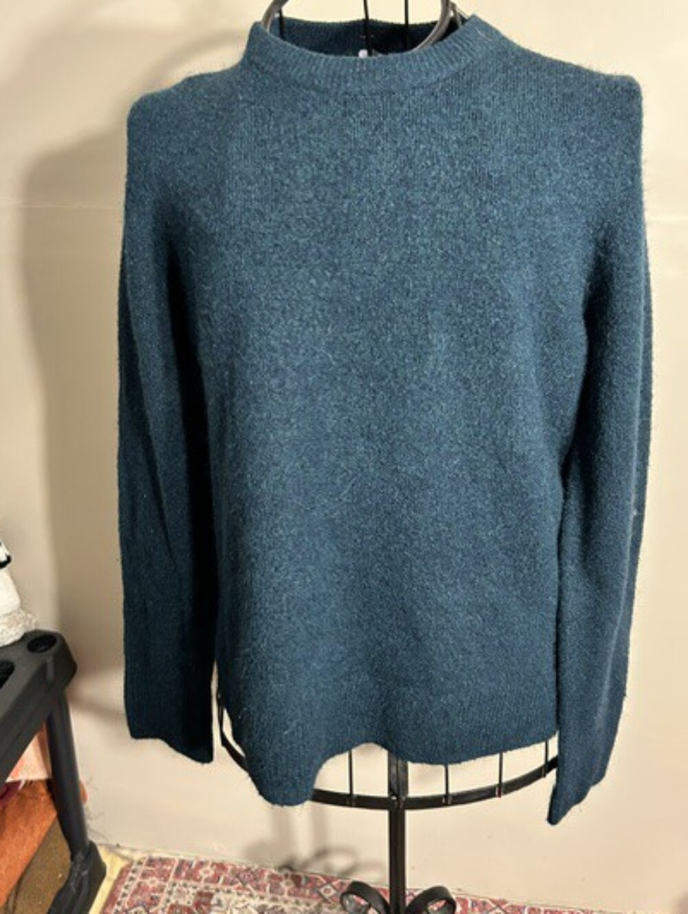 size medium soft knit green fuzy  casual dress womens sweater